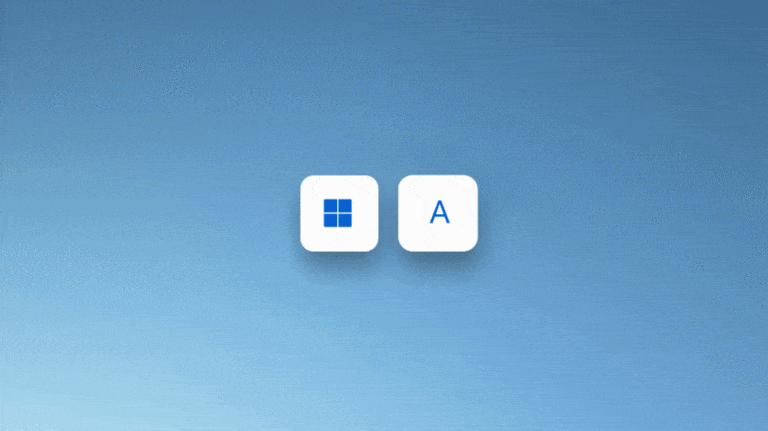 touche de logo Windows + A pour accéder à des paramètres