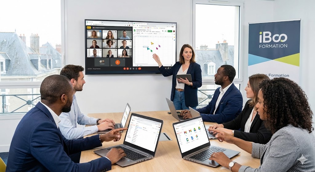 Formation Google Workspace à Angers : formation collaborative sur Drive et Meet en présentiel chez iBoo Formation