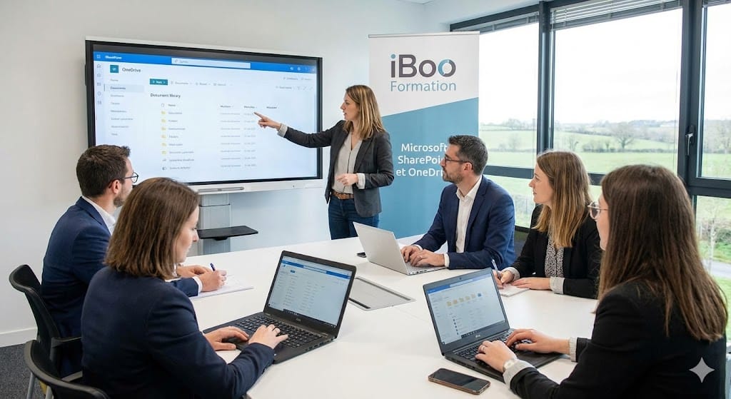 Formation SharePoint Angers : gestion électronique de documents GED et synchronisation OneDrive sur écrans multiples chez iBoo Formation
